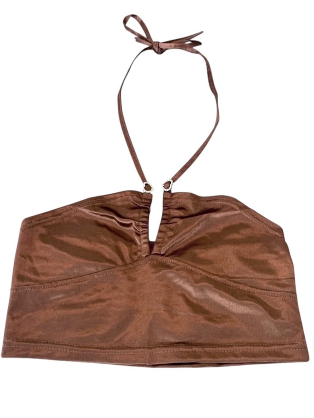Brown Cropped Halter Top